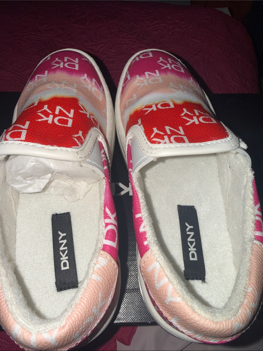 DKNY Kids Slip-On Sneakers in Red, Pink and White Ombre - Picture 6 of 6